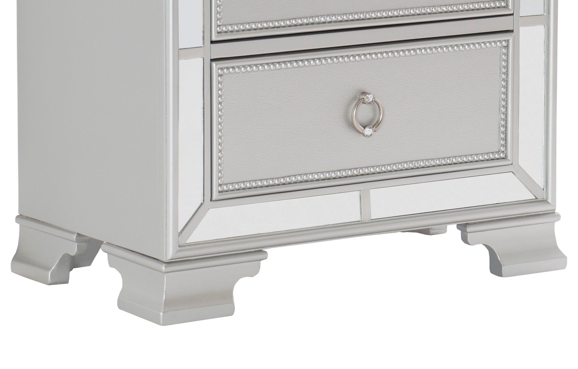 Modern Traditional Style 1pc Nightstand of 2 Drawers silver-2 drawers-bedroom-modern-traditional-wood