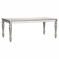 Glamorous Silver Finish Dining Set 7pc Dining Table 2x silver-seats 6-dining