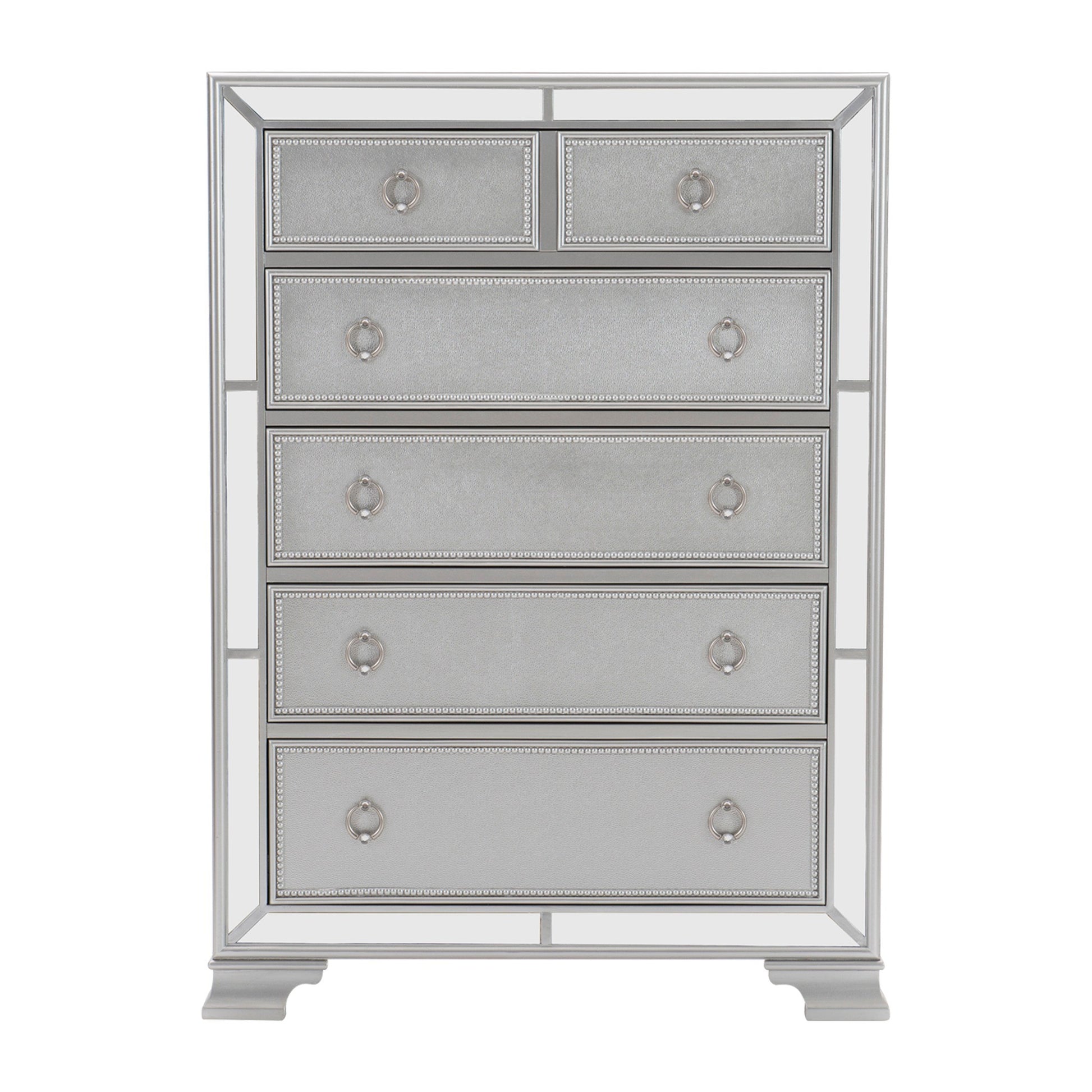 Modern Traditional Style 1pc Bedroom Chest of Drawers silver-bedroom-modern-traditional-wood