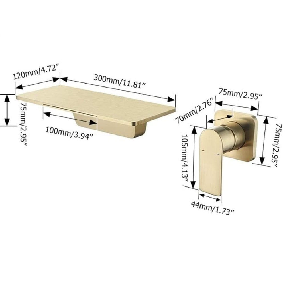 Waterfall Bathroom Sink Faucet gold-brass