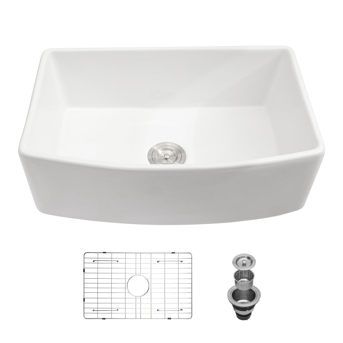 White Farmhouse Sink 30 inch White Kitchen Sink white-ceramic