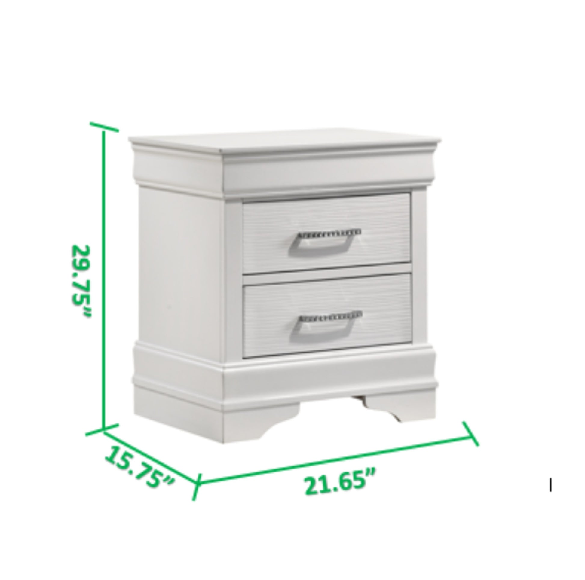 Brooklyn Modern Style 2 Drawer Nightstand made with white-2 drawers-bedside