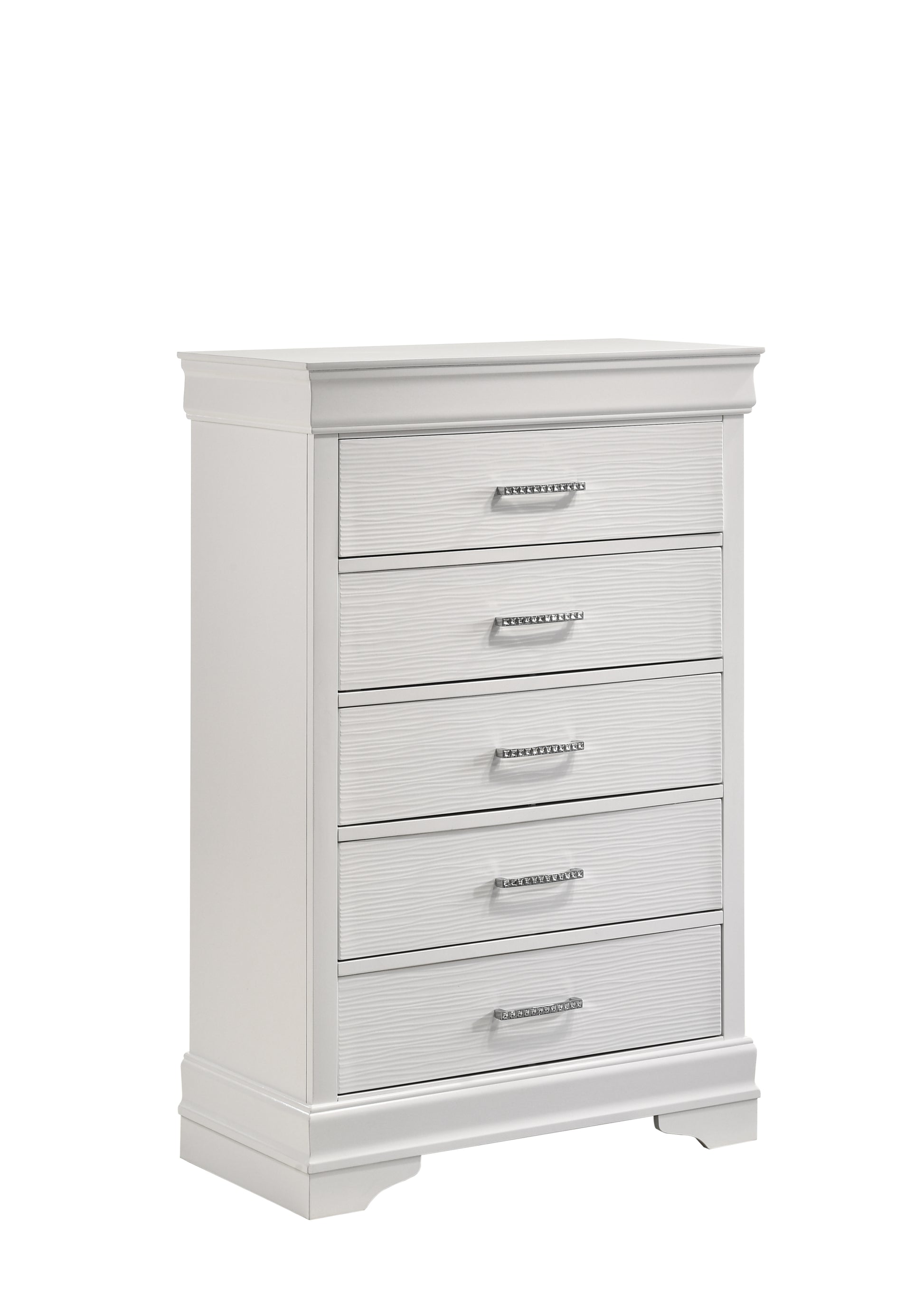 Modern Brooklyn 5 Drawers Chest made with Wood in white-bedroom-modern-acacia-upholstered-wood