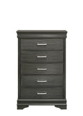 Modern Brooklyn 5 Drawers Chest made with Wood in Gray gray-bedroom-modern-acacia-upholstered-wood