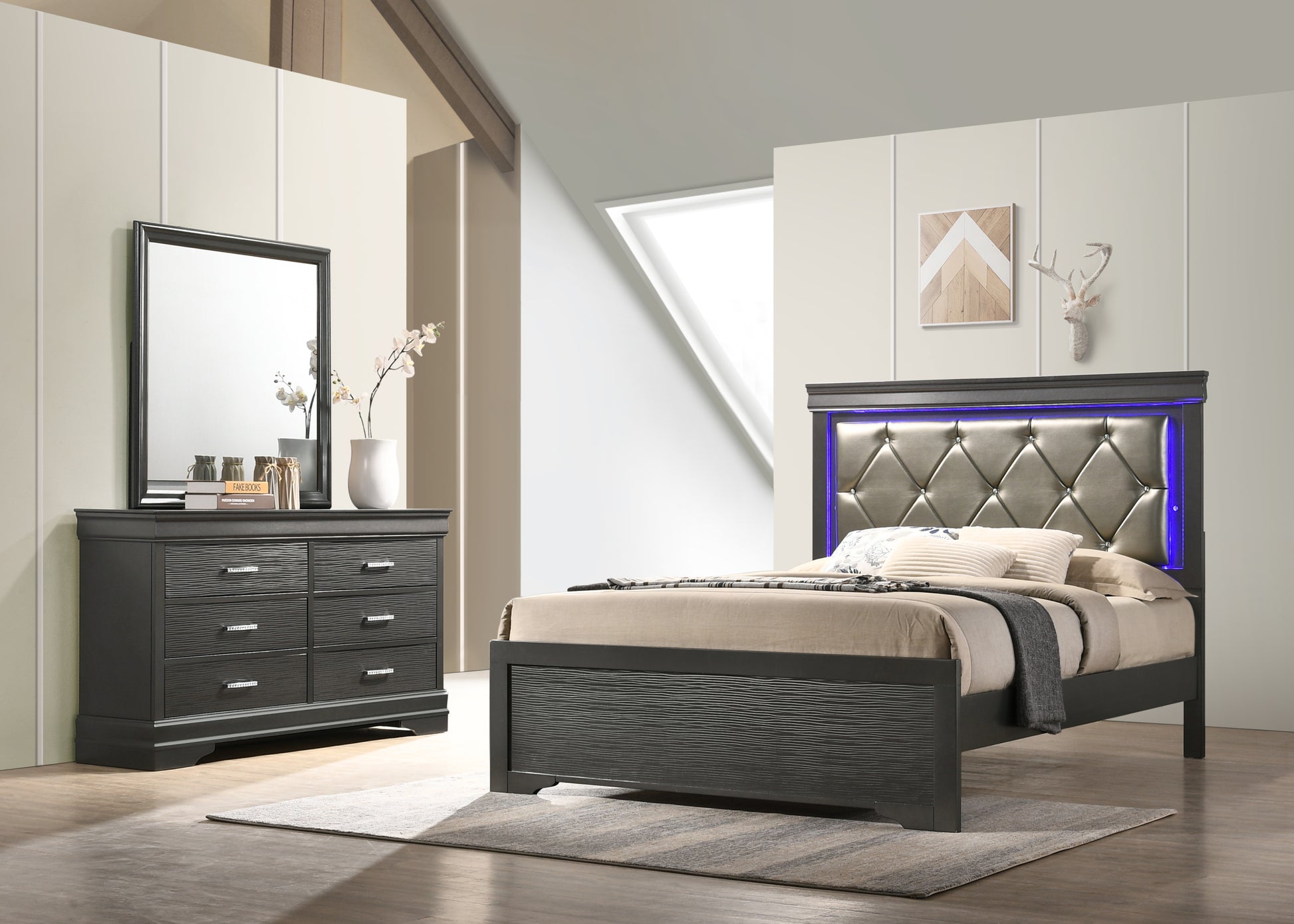 Modern Brooklyn 6 Drawer Dresser made with Wood in gray-bedroom-modern-acacia-upholstered-wood