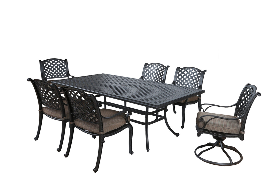 Rectangular 7 Piece 85.83" Long Aluminum Dining