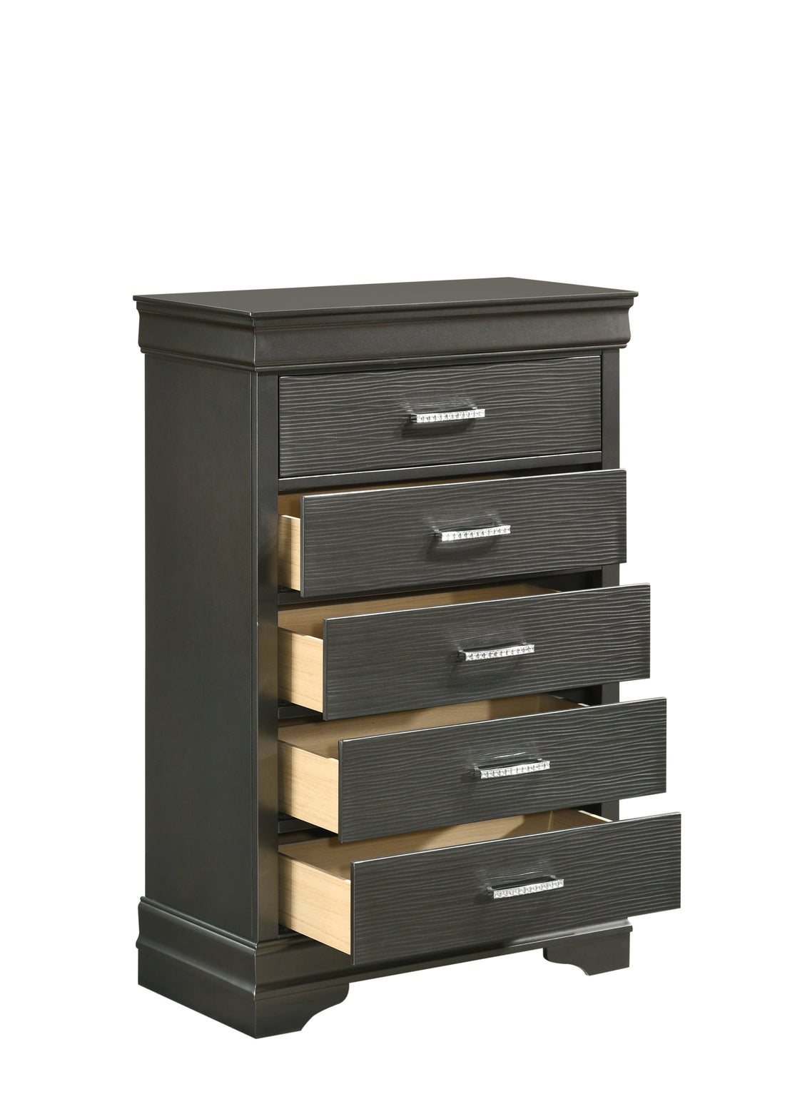 Modern Brooklyn 5 Drawers Chest made with Wood in Gray gray-bedroom-modern-acacia-upholstered-wood