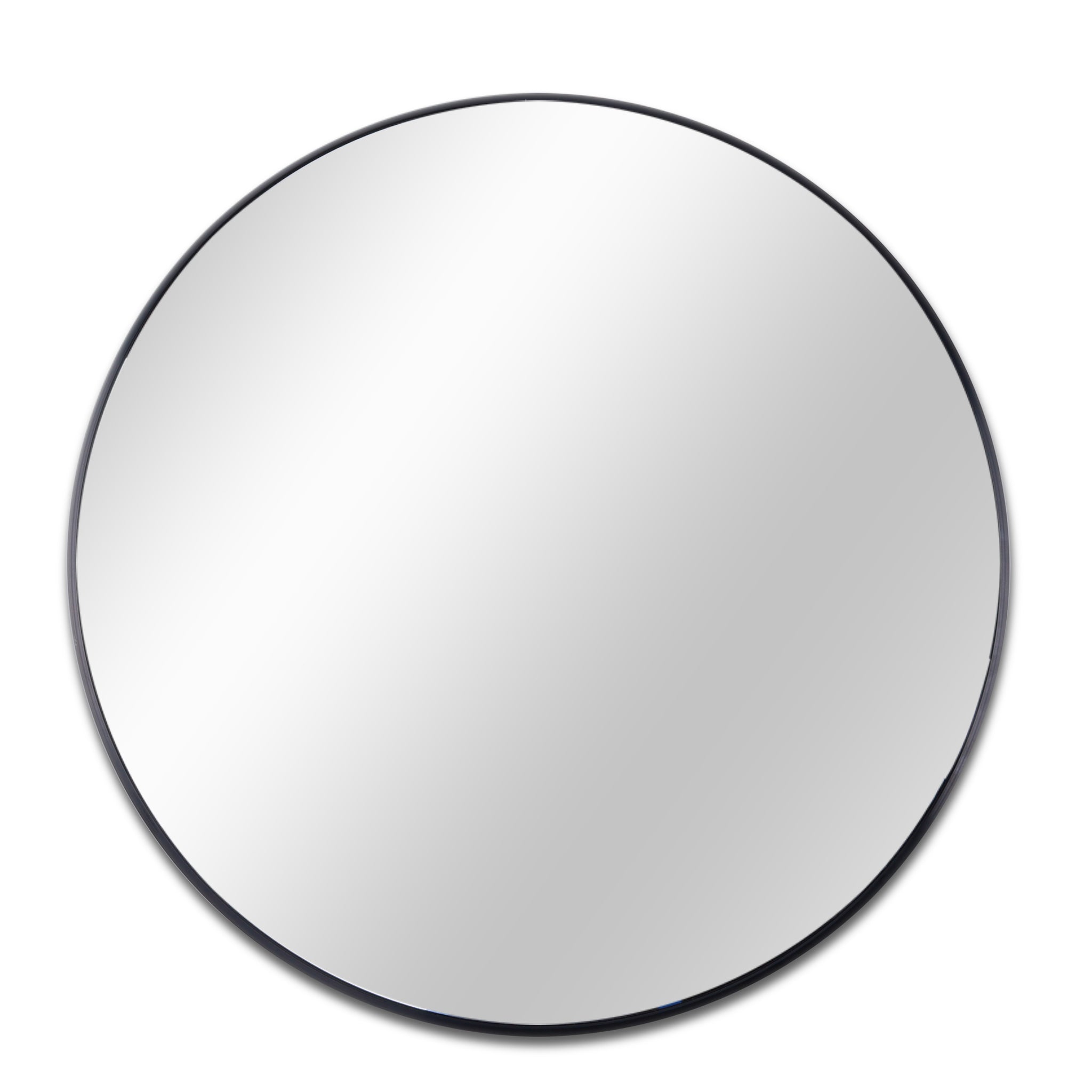 Black 20 Inch Metal Round Bathroom Mirror - Black