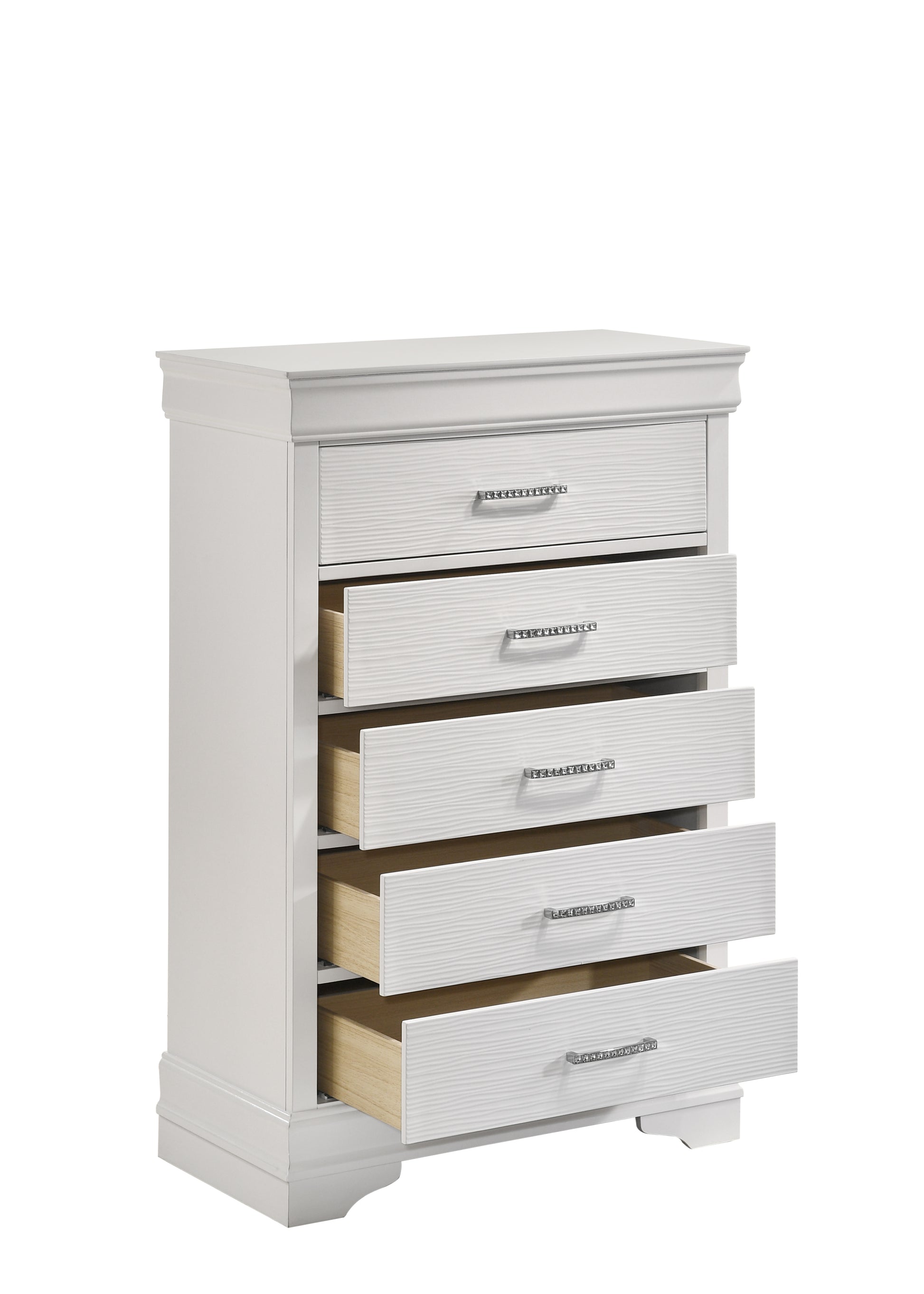 Modern Brooklyn 5 Drawers Chest made with Wood in white-bedroom-modern-acacia-upholstered-wood