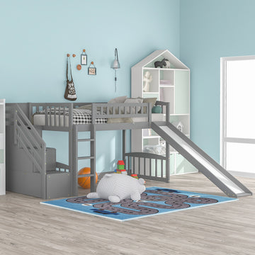 Stairway Twin Size Loft Bed With Two Drawers And