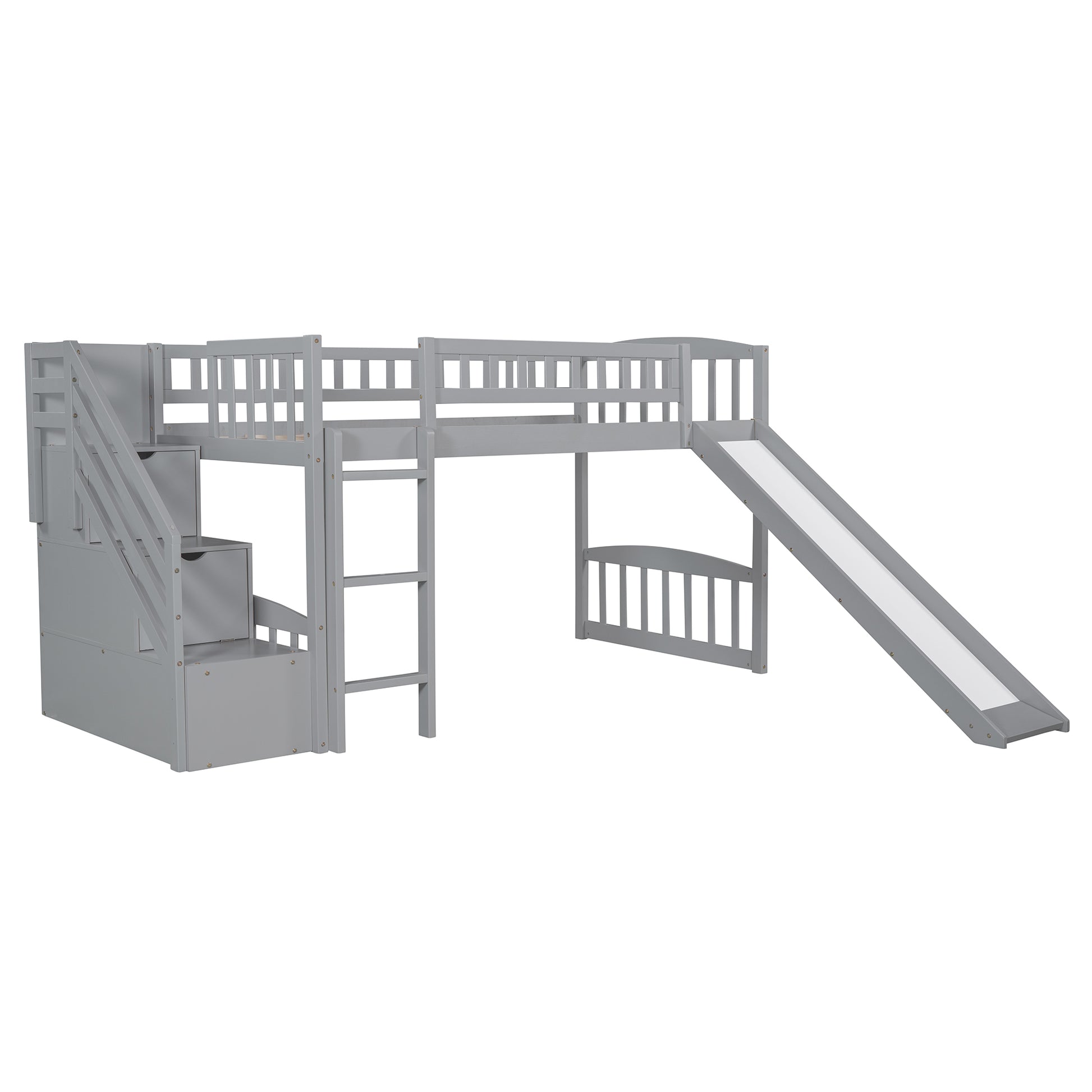 Stairway Twin Size Loft Bed With Two Drawers And