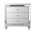 Glamorous Metallic White Finish 1pc Nightstand of 3x white-3 drawers-bedroom-wood