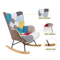 Rocking Chair, Mid Century Fabric Rocker Chair with multicolor-linen