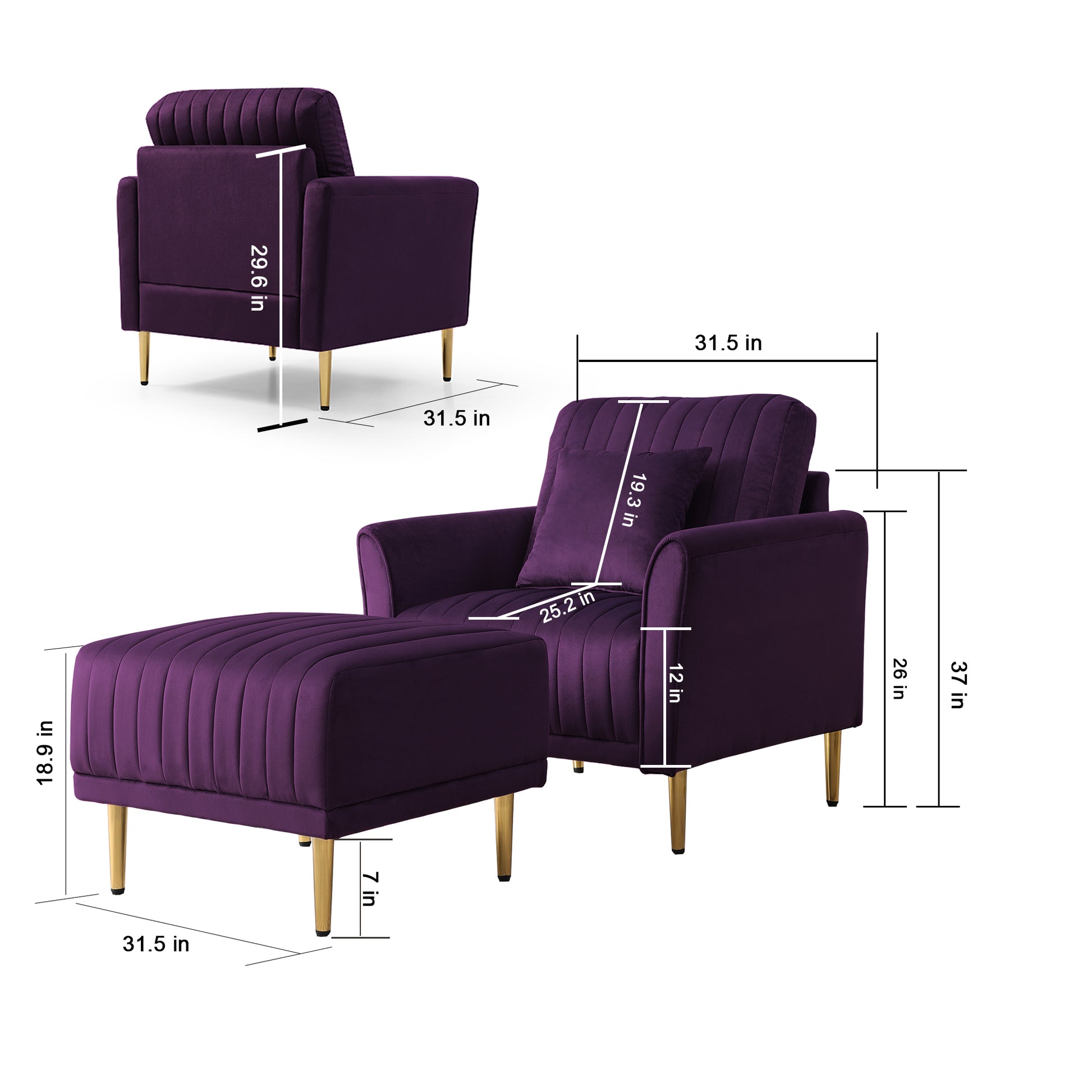 Accent Chair With Ottoman, Modern Tub Arm Chair -