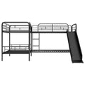 Twin Size L Shaped Bunk Bed With Slide And Ladder