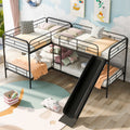 Twin Size L Shaped Bunk Bed With Slide And Ladder