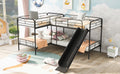 Twin Size L Shaped Bunk Bed With Slide And Ladder