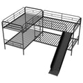 Twin Size L Shaped Bunk Bed With Slide And Ladder