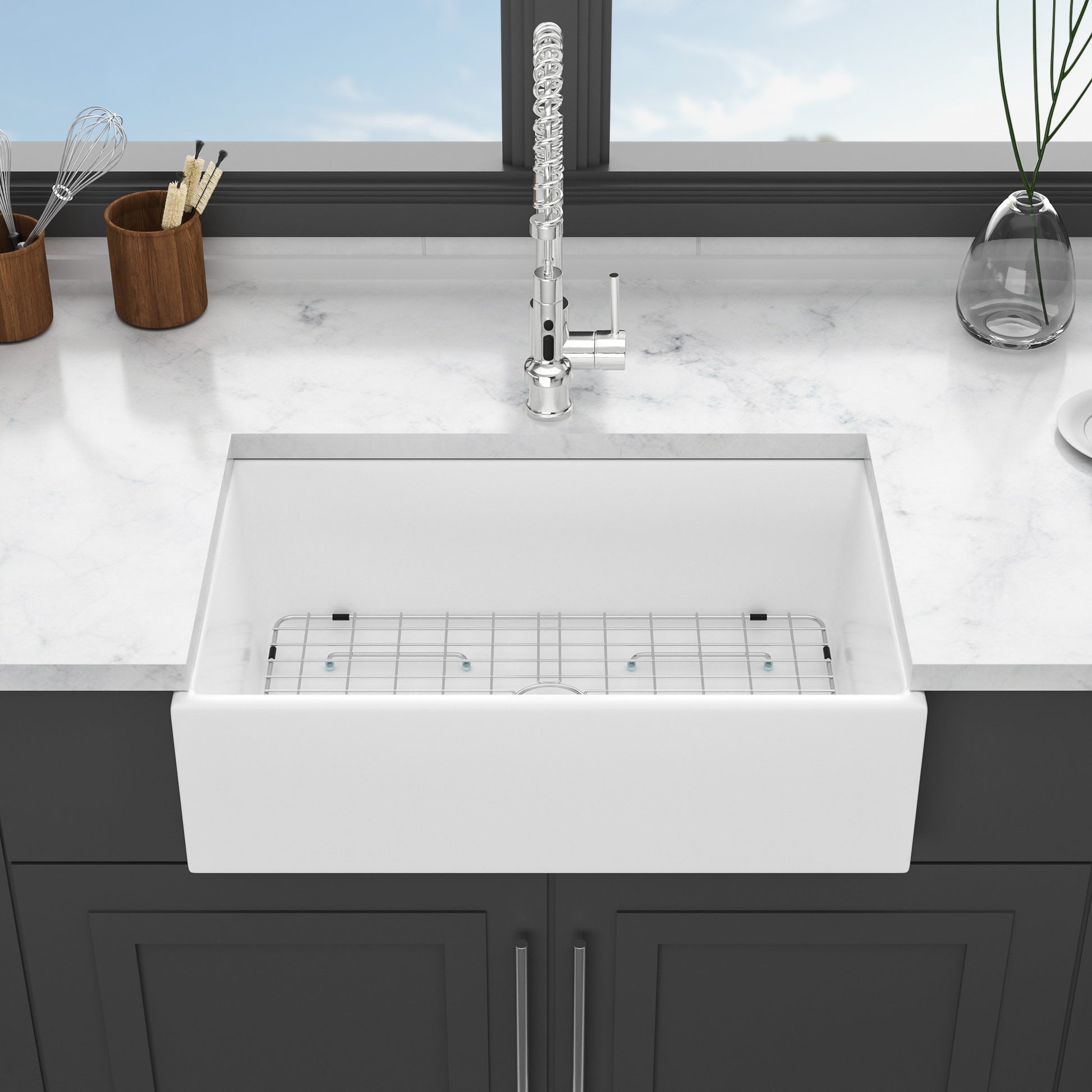 30 White Farmhouse Sink 30 Inch Kitchen Sink White white-ceramic