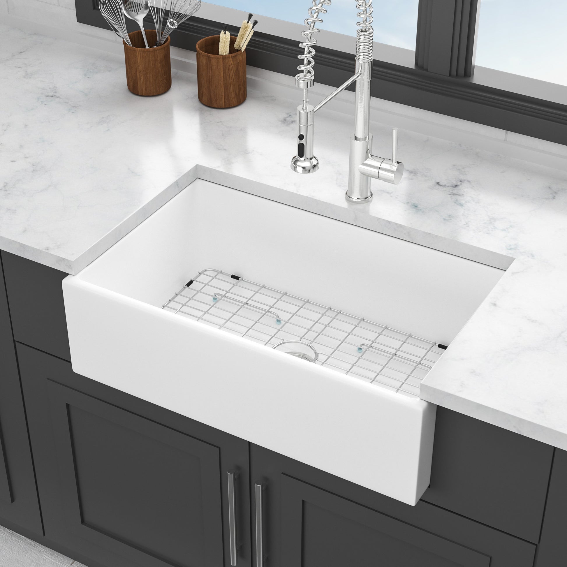 30 White Farmhouse Sink 30 Inch Kitchen Sink White white-ceramic