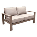 6 Piece Sofa Seating Group with Firepit table, Wood pewter-polyester-aluminum