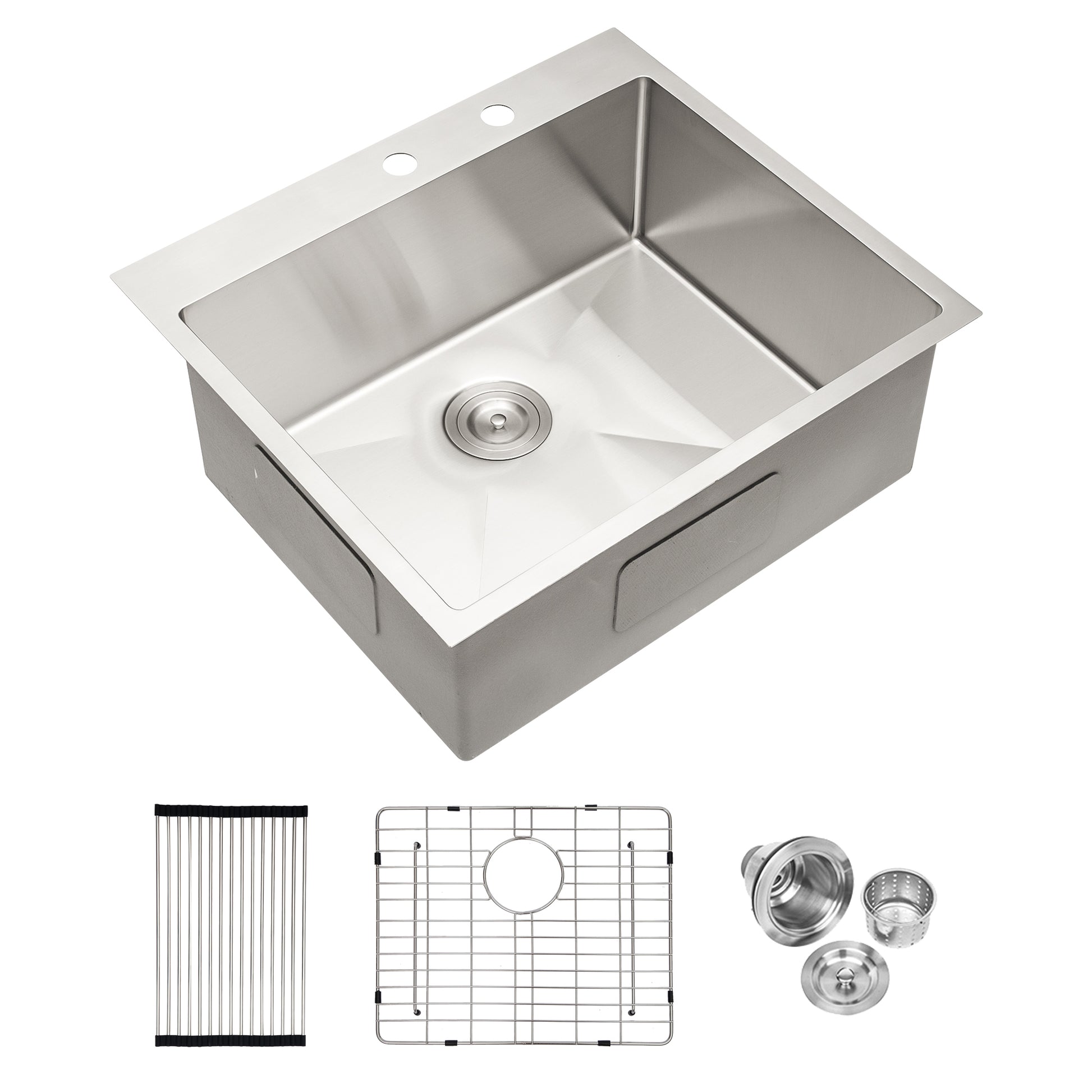 Stainless Steel Drop In Kitchen Sink 25 Inch Drop in brushed nickel-stainless steel