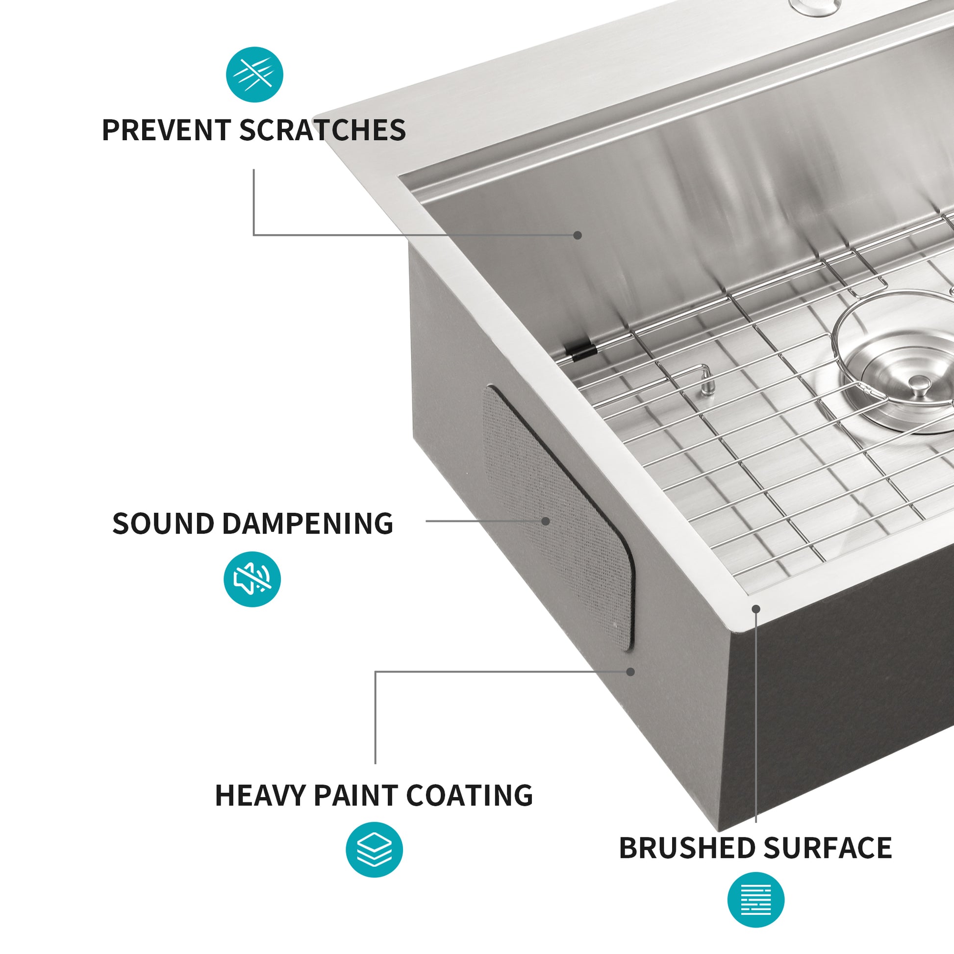 33" Drop in Kitchen Sink 33*22 inch Kitchen Sink Drop brushed nickel-stainless steel