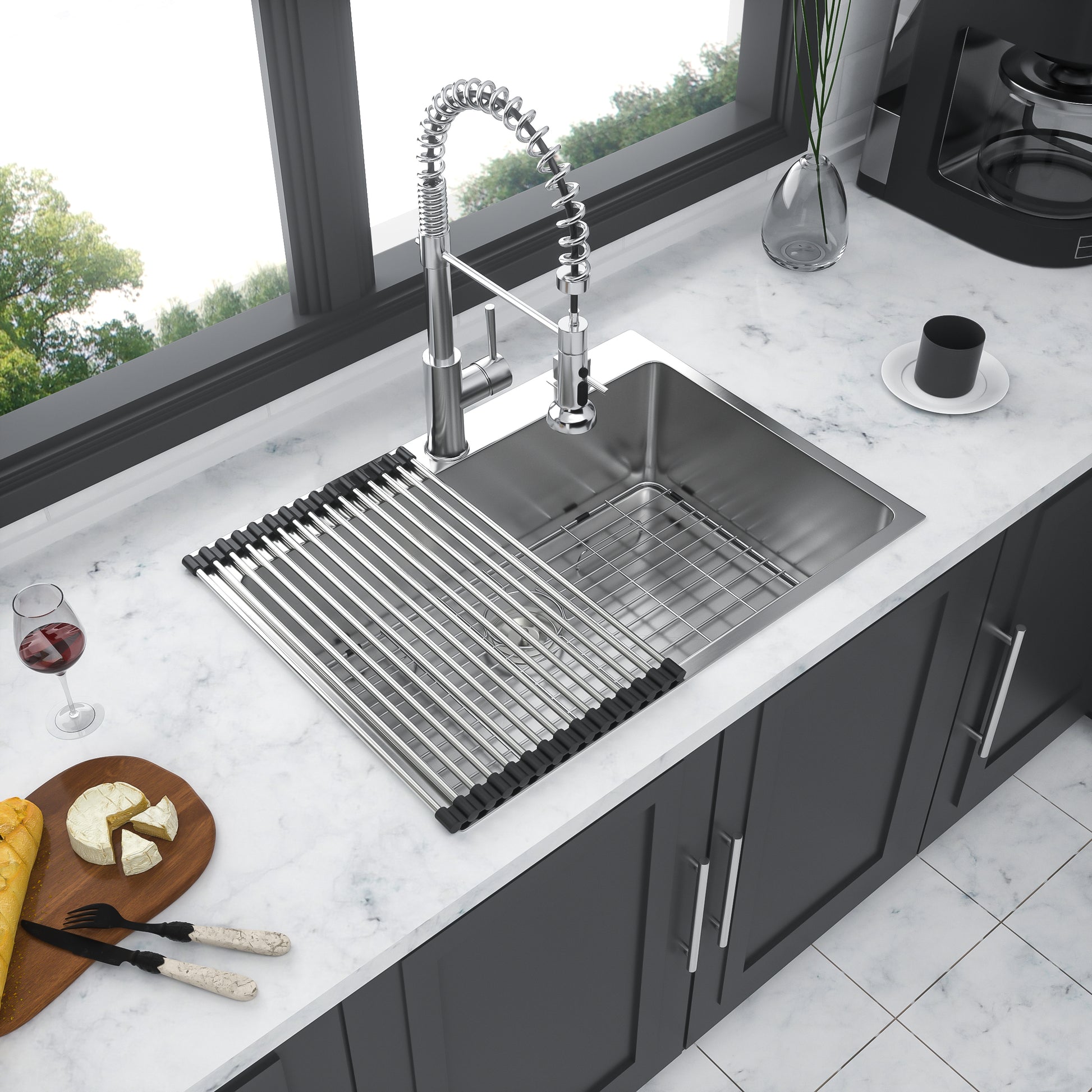 Stainless Steel Drop In Kitchen Sink 25 Inch Drop in brushed nickel-stainless steel