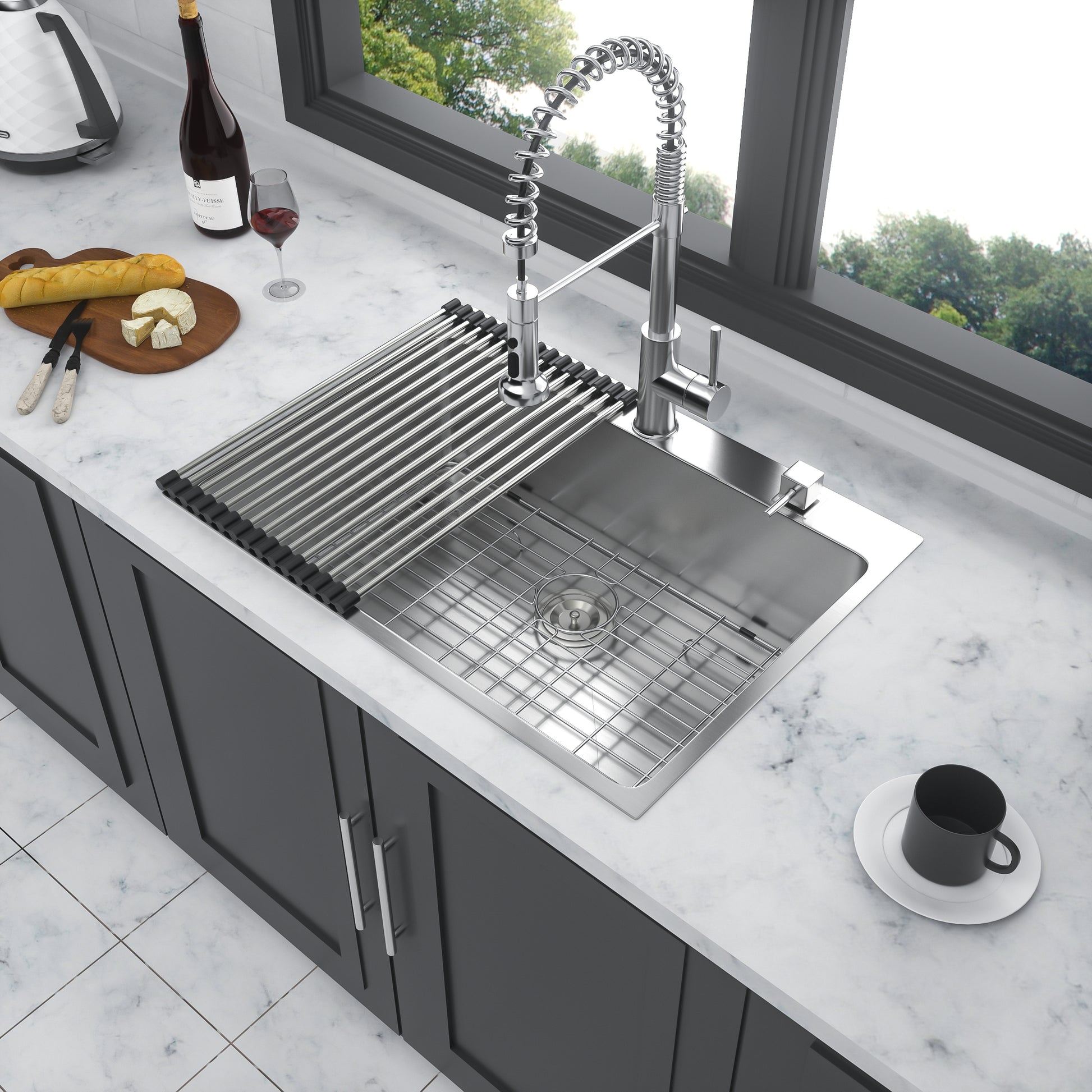 Stainless Steel Drop In Kitchen Sink 25 Inch Drop in brushed nickel-stainless steel