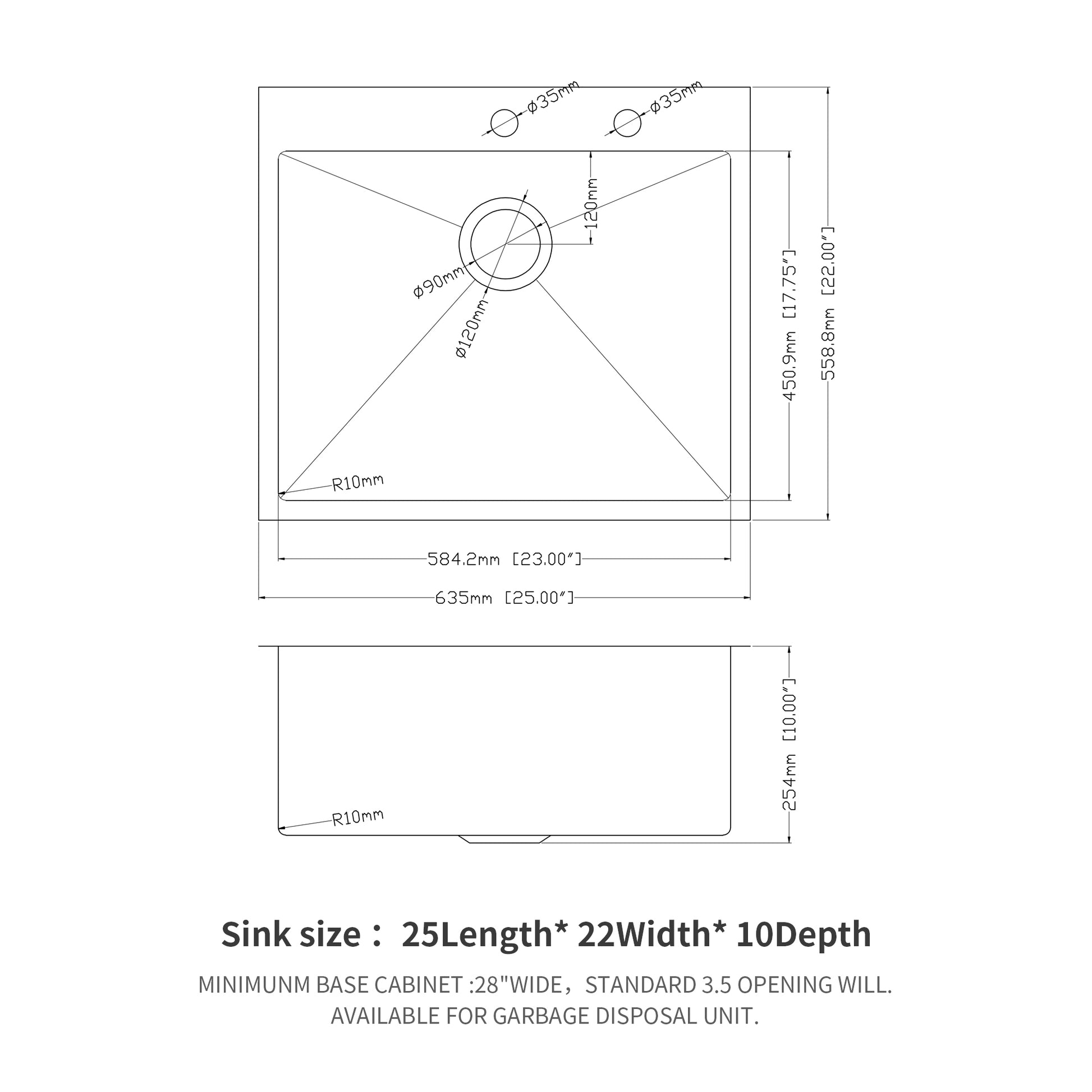 Stainless Steel Drop In Kitchen Sink 25 Inch Drop in brushed nickel-stainless steel