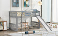 Twin Size Loft Bed With Slide And Ladder, Gray