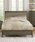 Transitional Style Gray Finish 1pc Queen Size Sleigh queen-gray-bedroom-transitional-sleigh-wood