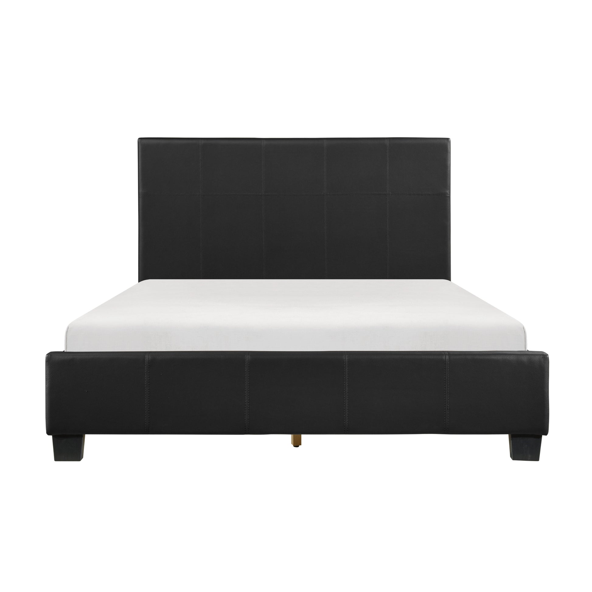 Contemporary Design 1pc Queen Bed Black Faux Leather box spring not