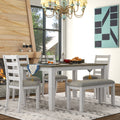 Rustic Style 6 Piece Dining Room Table Set with brown+whitewash-solid wood