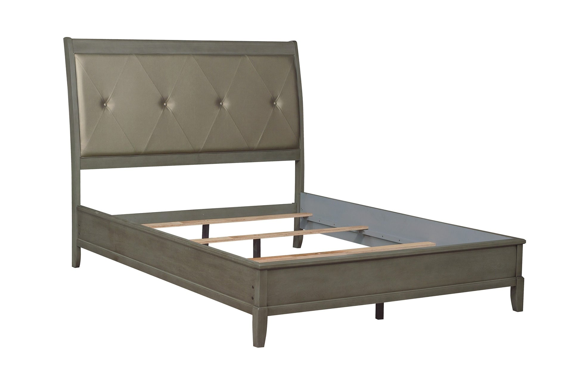 Transitional Style Gray Finish 1pc Queen Size Sleigh queen-gray-bedroom-transitional-sleigh-wood