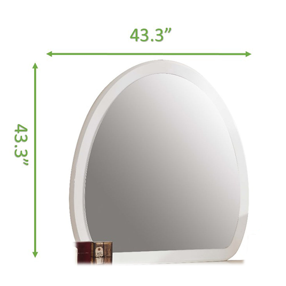 Laura Oval Shaped Mirror made with Wood in White