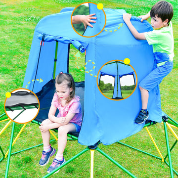 Kids Climbing Dome with Canopy and Playmat 10 ft green-metal