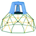 Kids Climbing Dome with Canopy and Playmat 10 ft green-metal