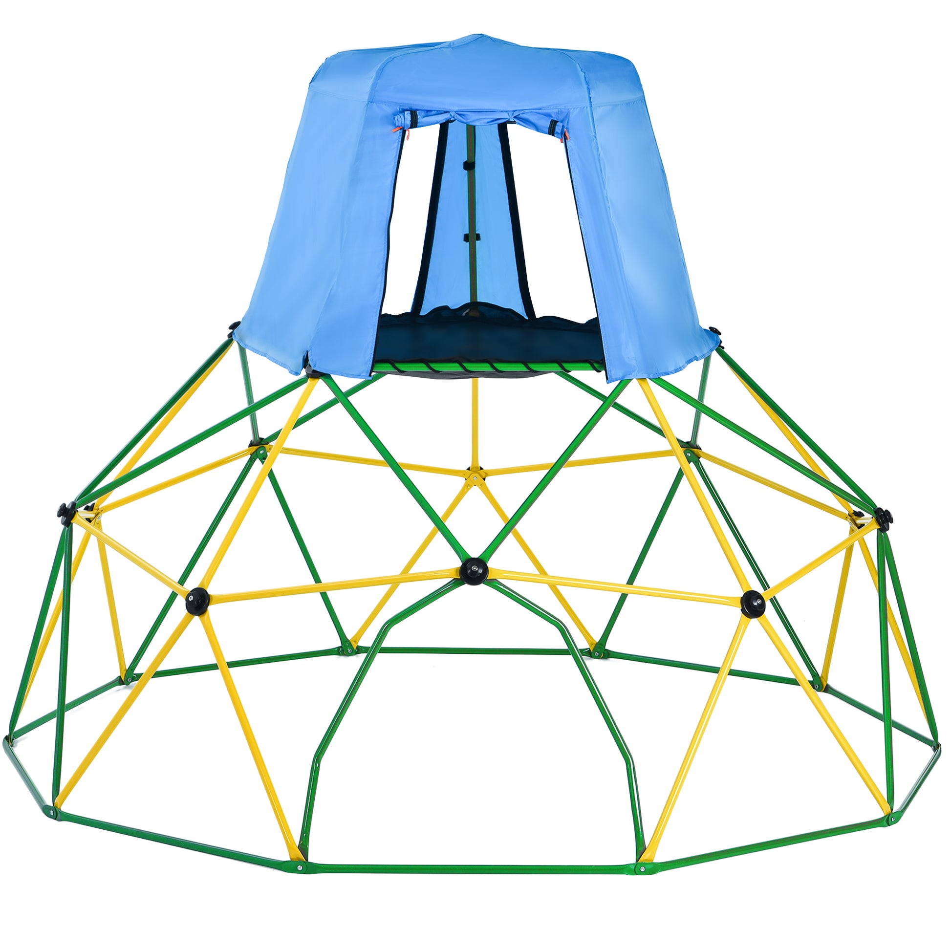 Kids Climbing Dome with Canopy and Playmat 10 ft green-metal