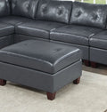 Contemporary Genuine Leather 1pc Ottoman Black Color black-genuine leather-primary living