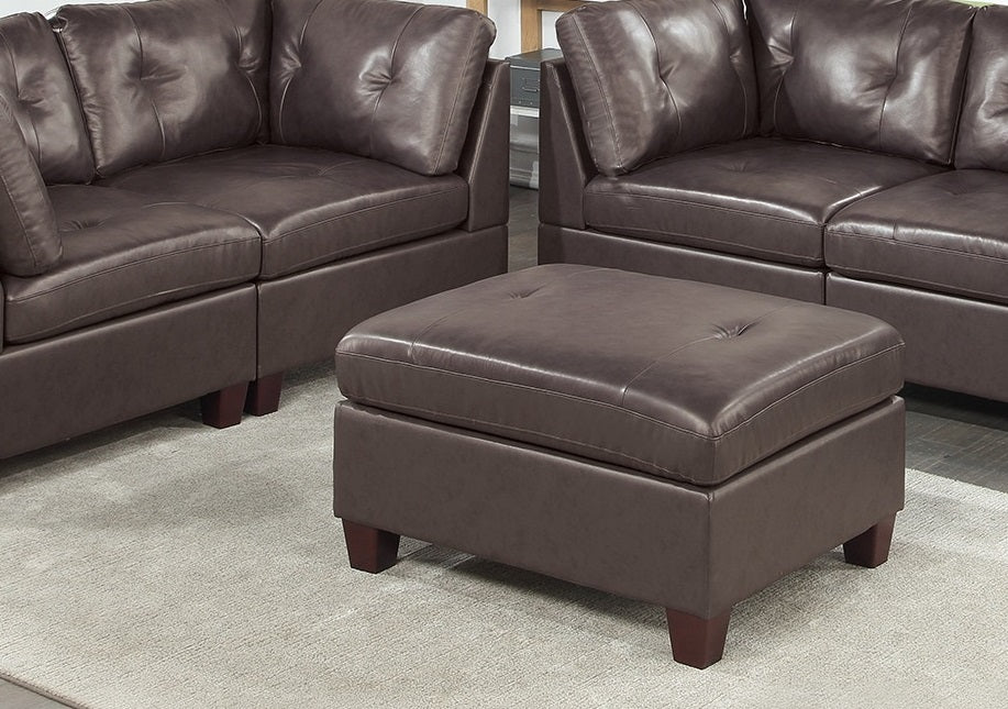 Contemporary Genuine Leather 1pc Ottoman Dark Coffee coffee-genuine leather-primary living