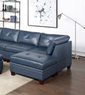 Genuine Leather Ink Blue Tufted 8pc Sectional Set 3x blue-genuine leather-wood-primary living