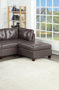 Genuine Leather Dark Coffee Tufted 6pc Sectional Set coffee-genuine leather-wood-primary living