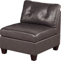 Genuine Leather Dark Coffee Tufted 6pc Sectional Set coffee-genuine leather-wood-primary living