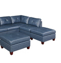 Genuine Leather Ink Blue Tufted 7pc Modular Sofa Set blue-genuine leather-wood-primary living