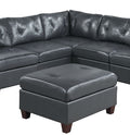 Contemporary Genuine Leather 1pc Ottoman Black Color black-genuine leather-primary living