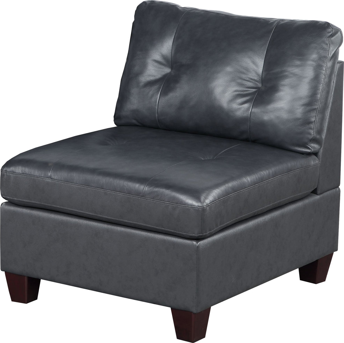 Contemporary Genuine Leather 1pc Armless Chair Black black-primary living