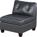 Genuine Leather Black Tufted 6pc Sectional Set 2x black-genuine leather-wood-primary living