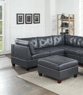 Contemporary Genuine Leather 1pc Ottoman Black Color black-genuine leather-primary living