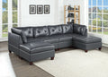 Genuine Leather Black Tufted 6pc Sectional Set 2x black-genuine leather-wood-primary living